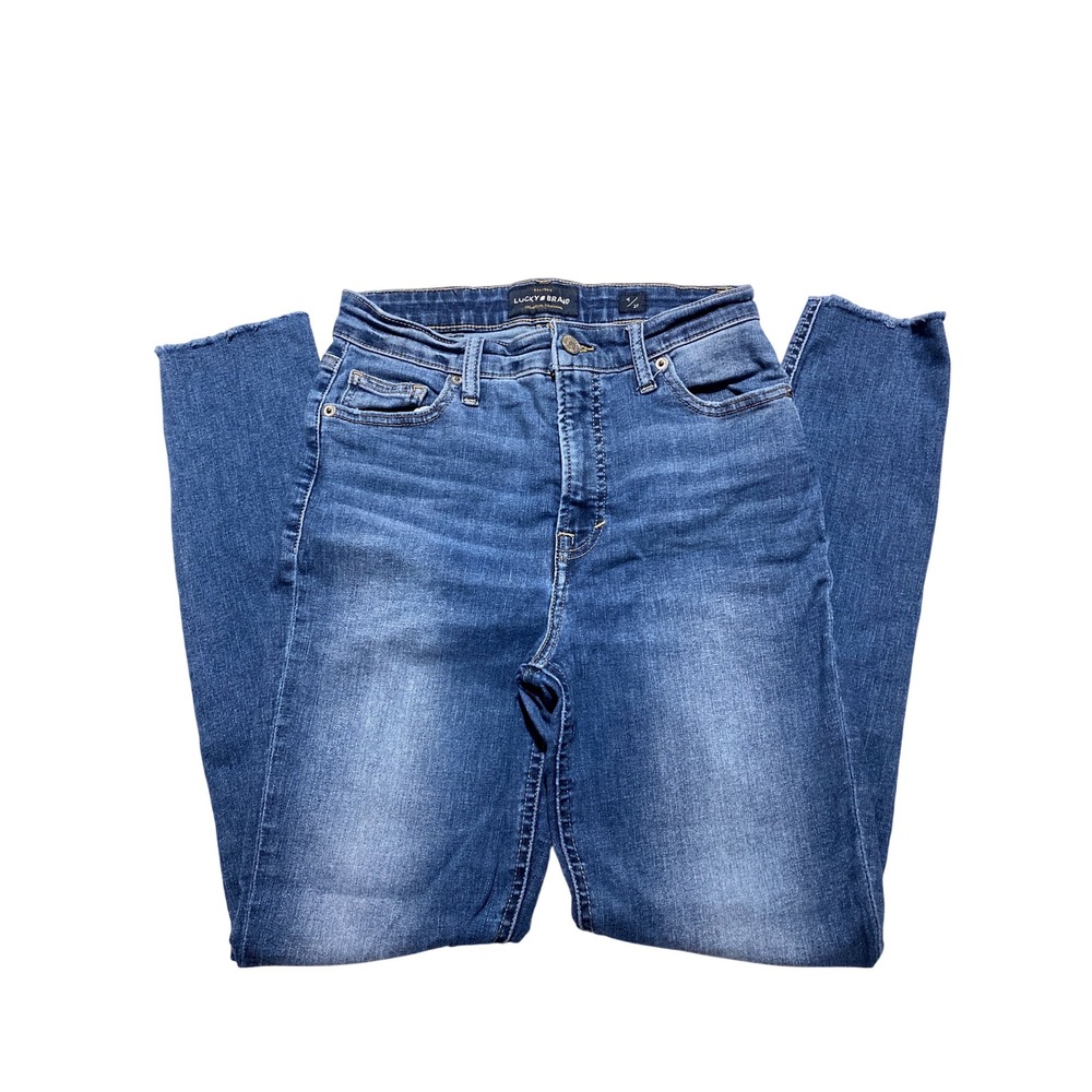 Lucky Brand Bridgette Skinny High Rise Raw Hem Jeans Medium Wash Blue 4/27